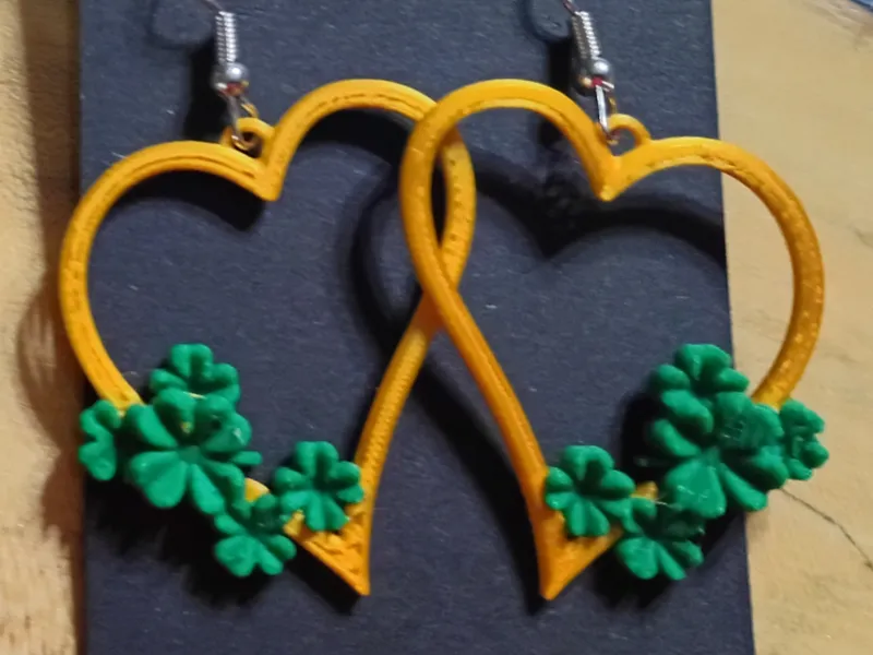 Saint Patrick's Day Earring Heart Multi Clovers
