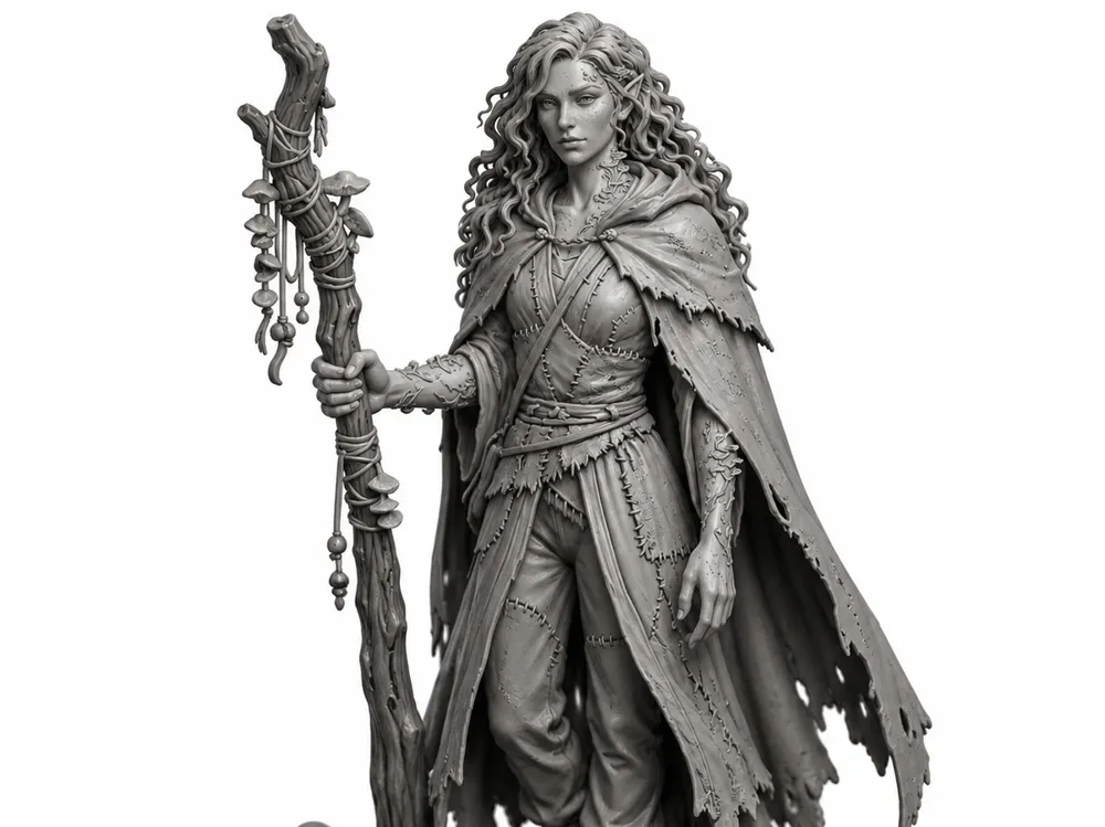 Modelo para impresión 3D: Female Elf Druid. Referencia del modelo original.
