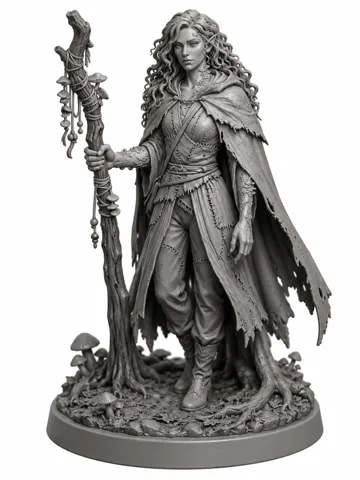 Modelo para impresión 3D: Female Elf Druid — vista de referencia 2