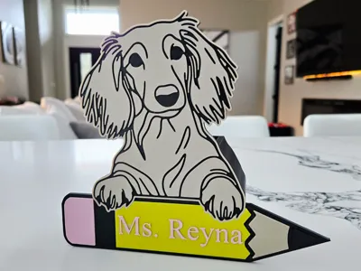 Dachshund Long Hair Teacher Pencil Holder