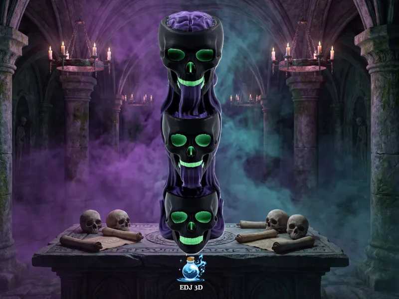 Brain Salad Skull Totem Halloween Gothic Decor