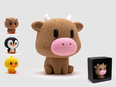 Cow Figurine & Stand | No AMS | Fuzzy Skin