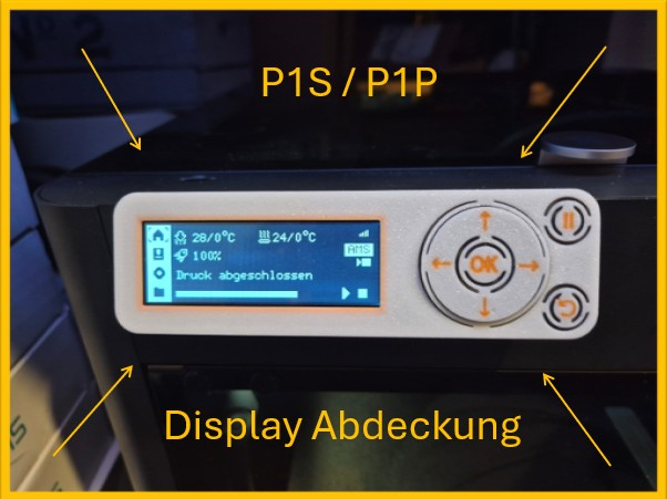 P1S P1P Display Abdeckung KOMPLETT inkl. Tasten
