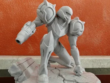 Figura decorativa: Samus Aran - Galactic Bounty Hunter Landing Statue — vista de referencia 5