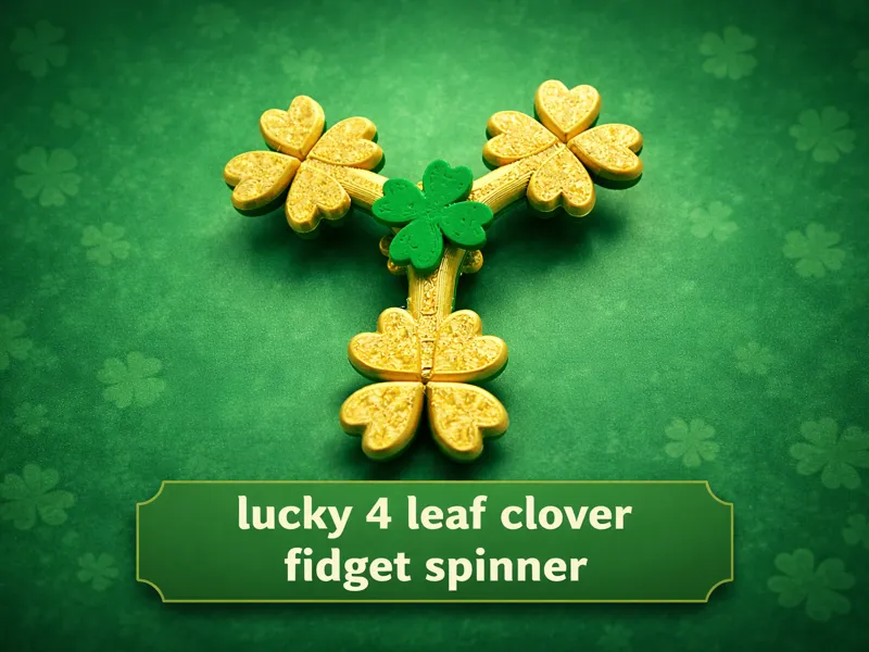 Quick Print Lucky 4 Leaf Clover Fidget Spins Fast!