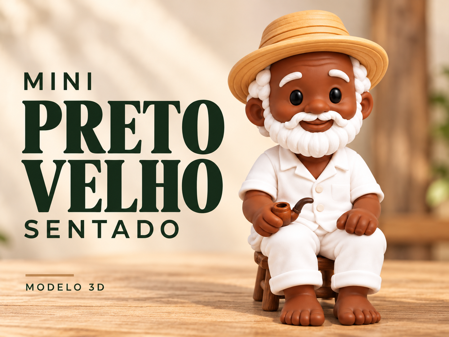 Mini Preto Velho Sentado - 1