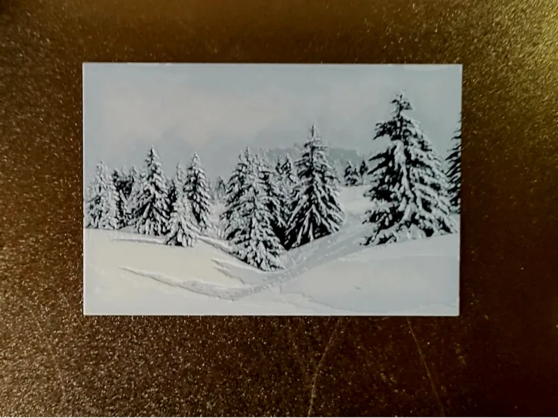 snowy pine forest hueforge