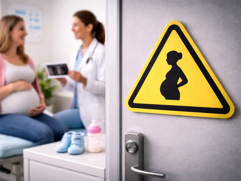 Warnschild „Warnung: Schwangere Frau“