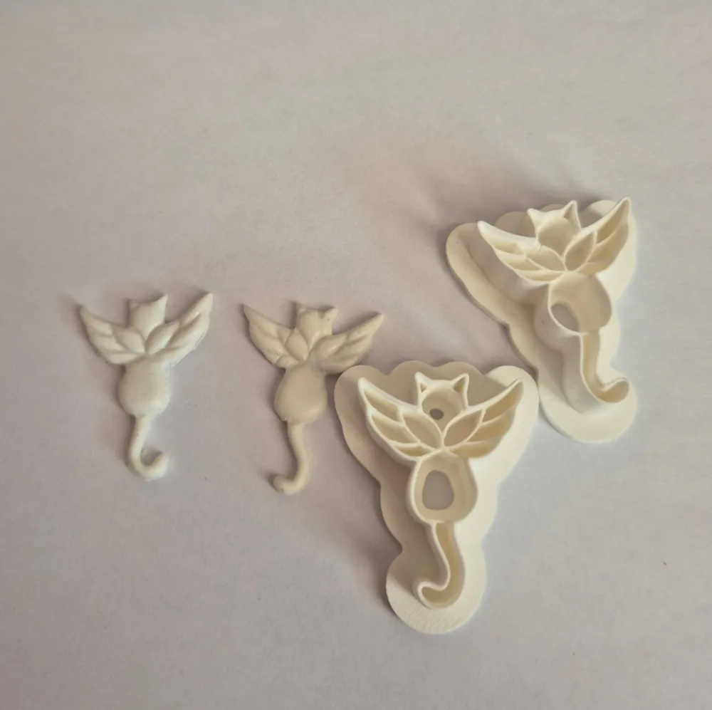 Working Modle About Pattern Winged Cat Clay Mold - Free 3D Print Model - MakerWorld