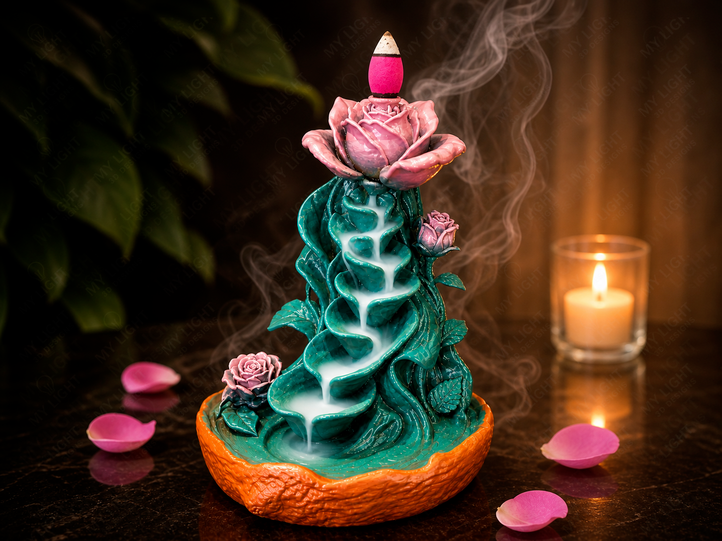 Rose Waterfall Backflow Incense Burner
