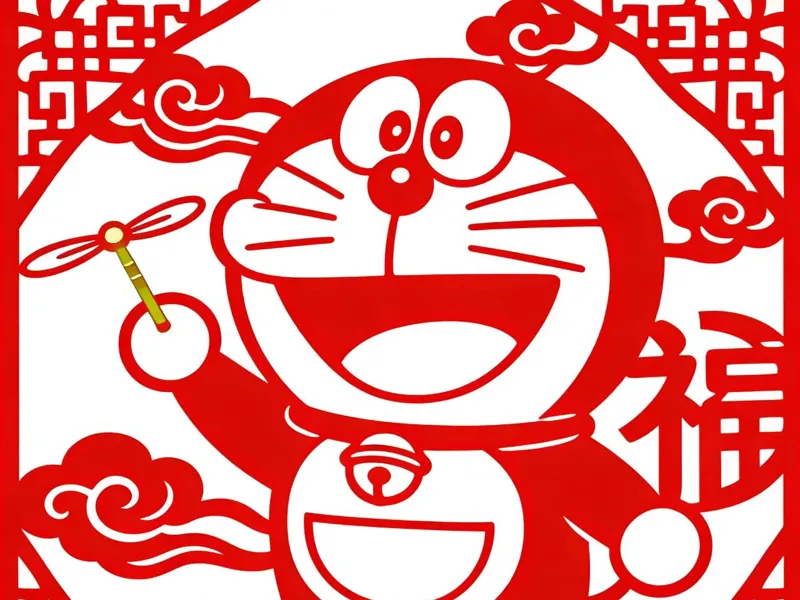 哆啦A梦春节窗花