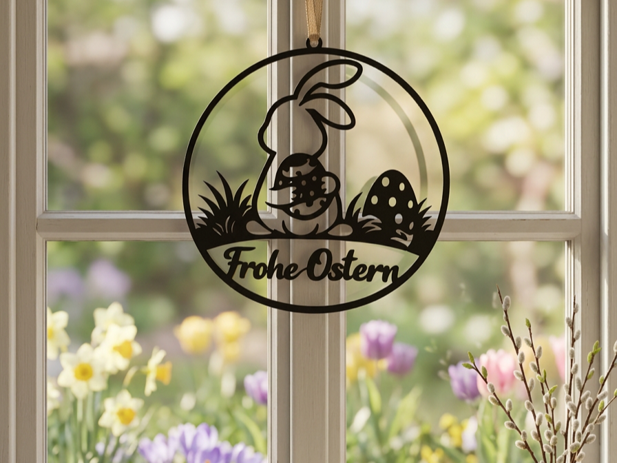 Frohe-Ostern-Ring – Wand- und Fensterdeko