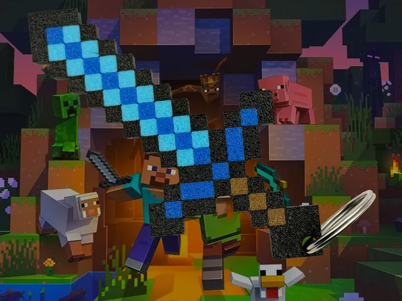 Minecraft Diamond Sword Keychain