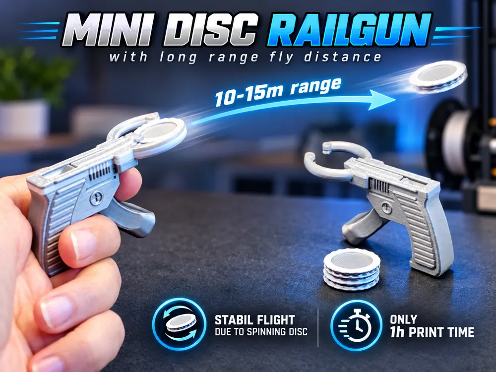Disc Modek Mini Disc Railgun / long range launcher – Kostenloses 3D-Druckmodell ...