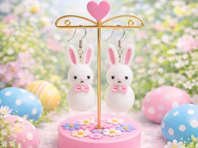 Easter Bunny Earrings Kawaii Pastel Jewelry