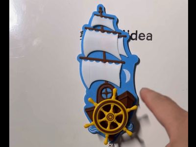 Articulated Fridge Magnet -- Moonlit Voyage