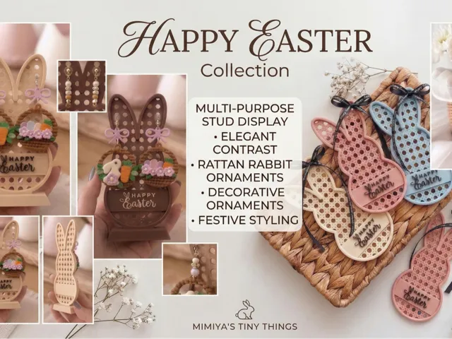 Rattan Bunny Earring Display / ornament