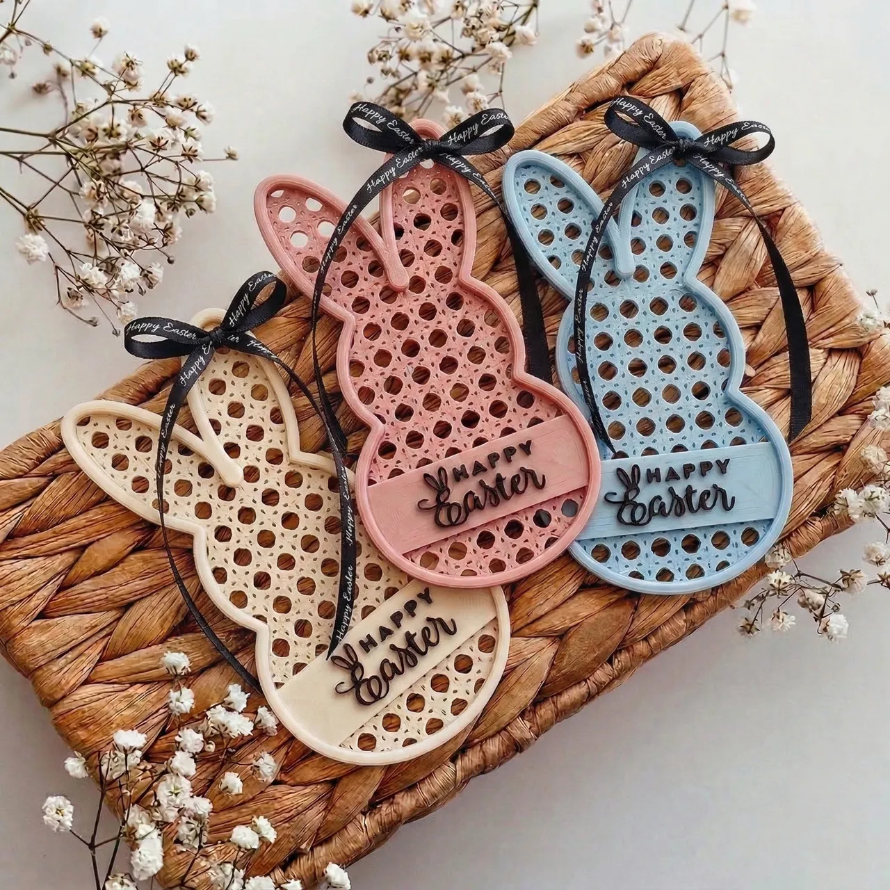Rattan Bunny Earring Display / ornament view 2