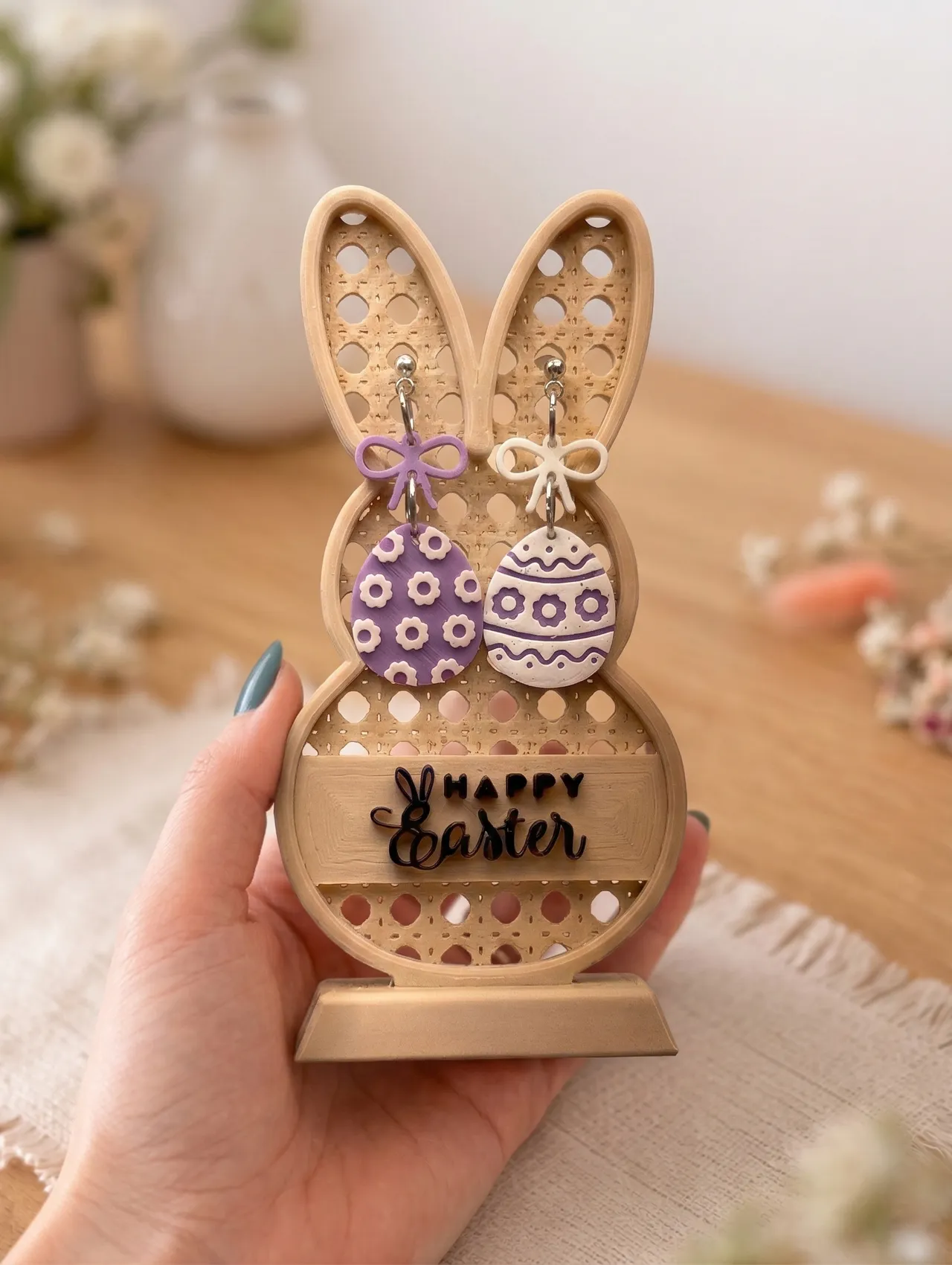 Rattan Bunny Earring Display / ornament view 4