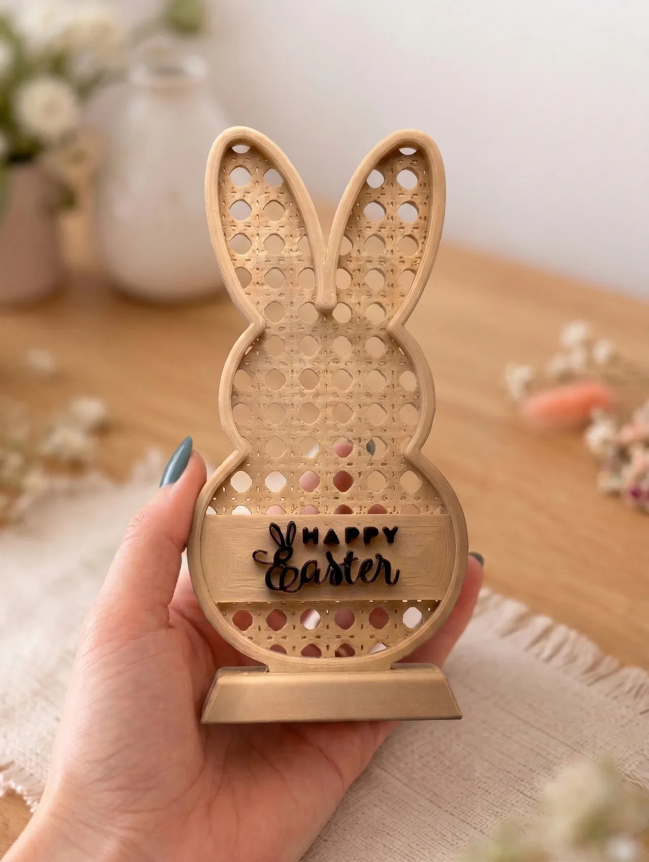 Rattan Bunny Earring Display / ornament view 3
