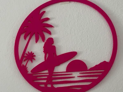 Woman longboard decor frame