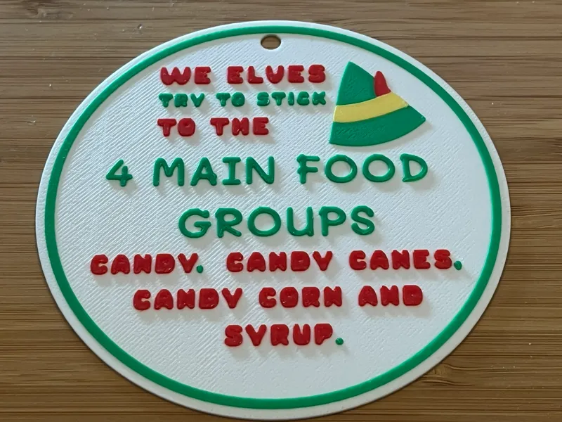 Elf Christmas Ornament - 4 Main Food Groups