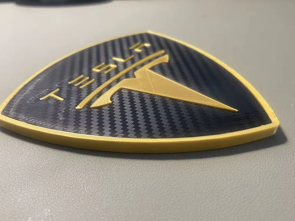 Tesla Shield Emblem Carbon Fiber Texture | Directly 3D Printable Tesla ...