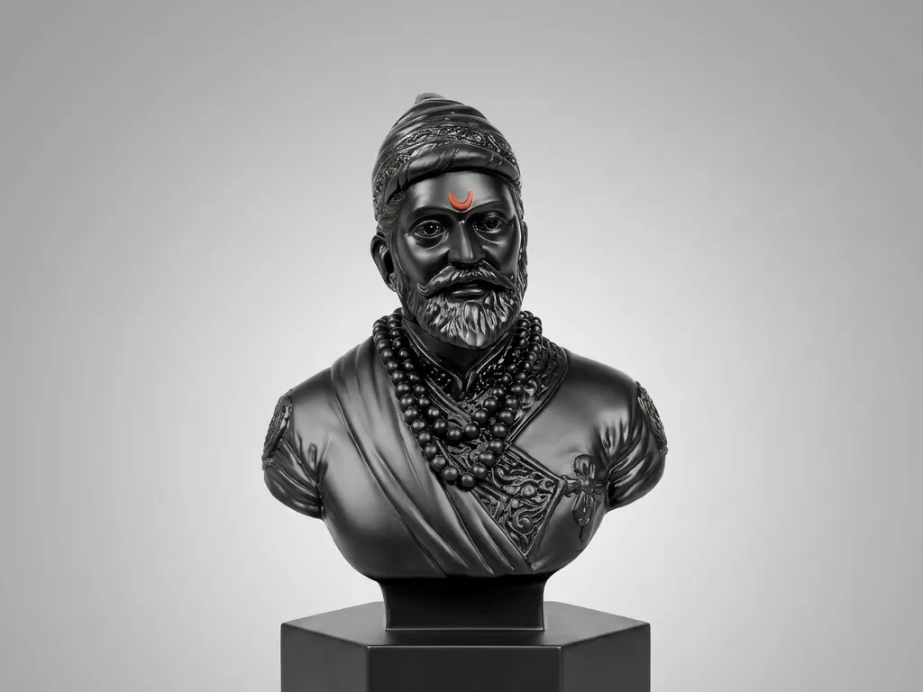Statue de Shivaji Maharaj sur socle hexagonal