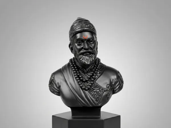 Statue de Shivaji Maharaj sur socle hexagonal