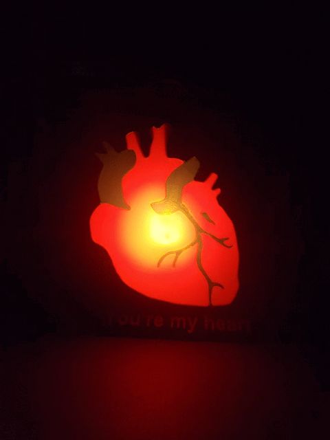 Beating heart tea light box