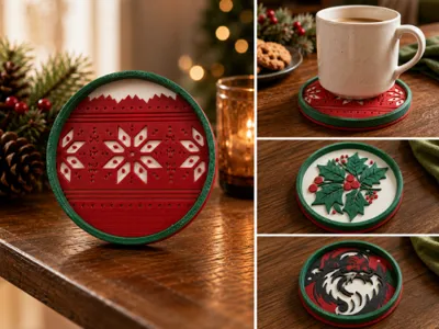 Christmas Coaster Collection and Coaster Holder