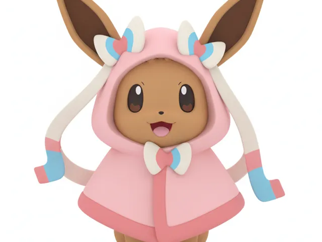 eevee with a sylveon poncho/fancy dress