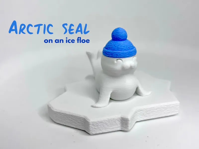 Cute arctic seal with fuzzy skin hat