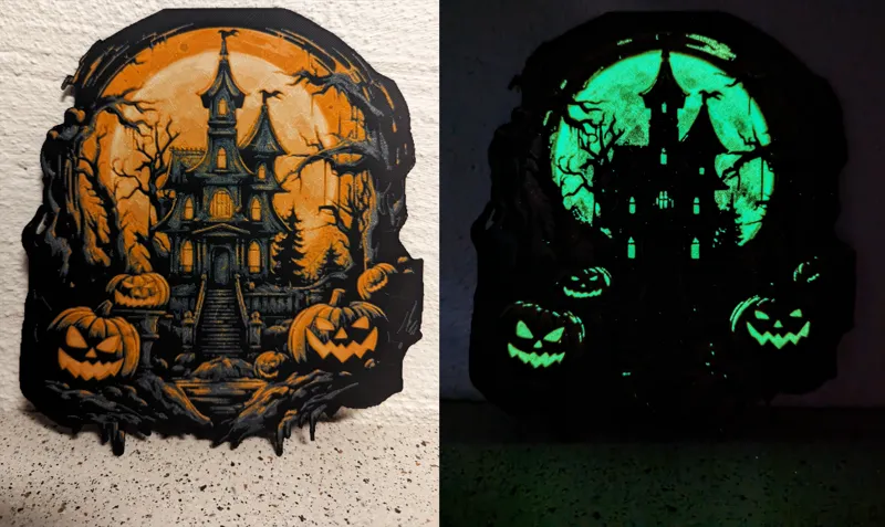 Haunted mansion - Glow in the dark - Filament painting - Hueforge