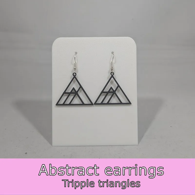 Abstract earrings - tripple triangles view 2