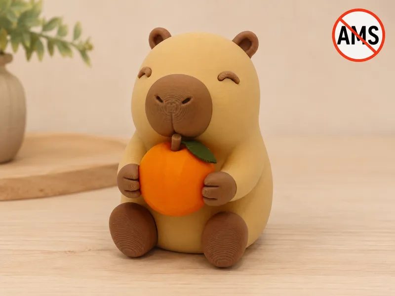 Multipart Capybara Holding a Mandarin