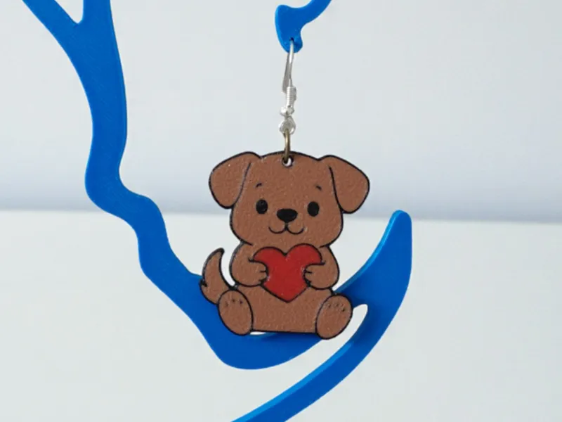 Cute Dog Heart Earrings / Keychain