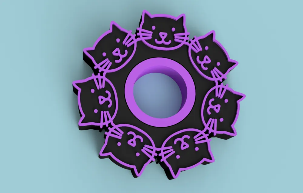 Spinning Kitties Print in Place Cat Fidget Spinner by ...