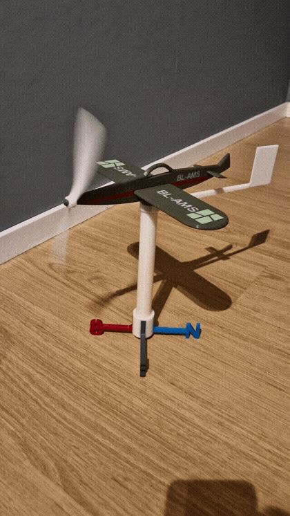 Bambu airplane weather vane/animal repellant - Callsign BL-AMS