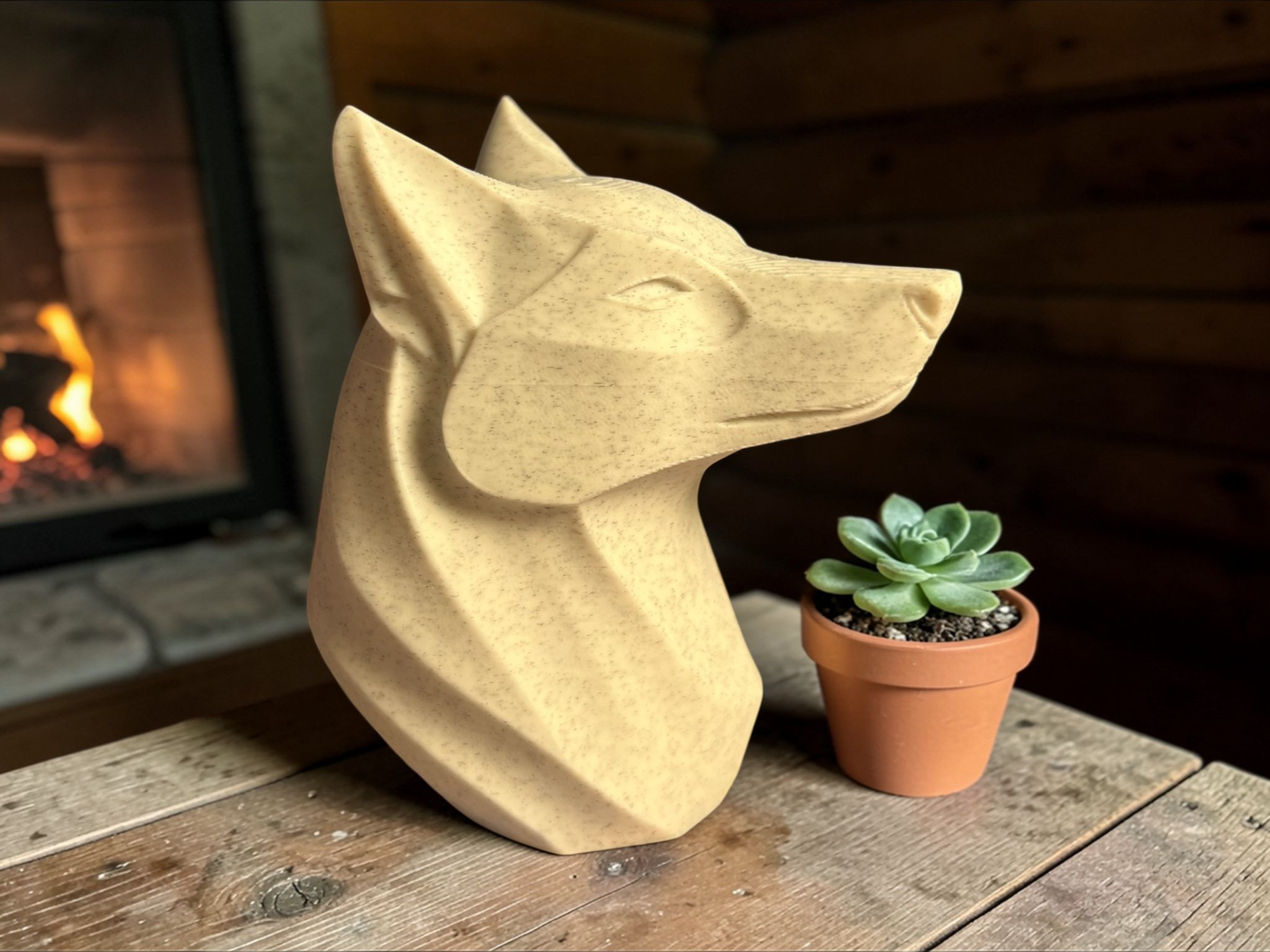 Geometric Wolf Head - Low Poly Decor