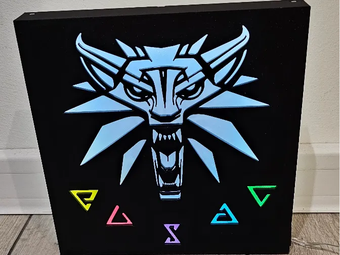 Witcher wolf signs lamp wall decor igni aard