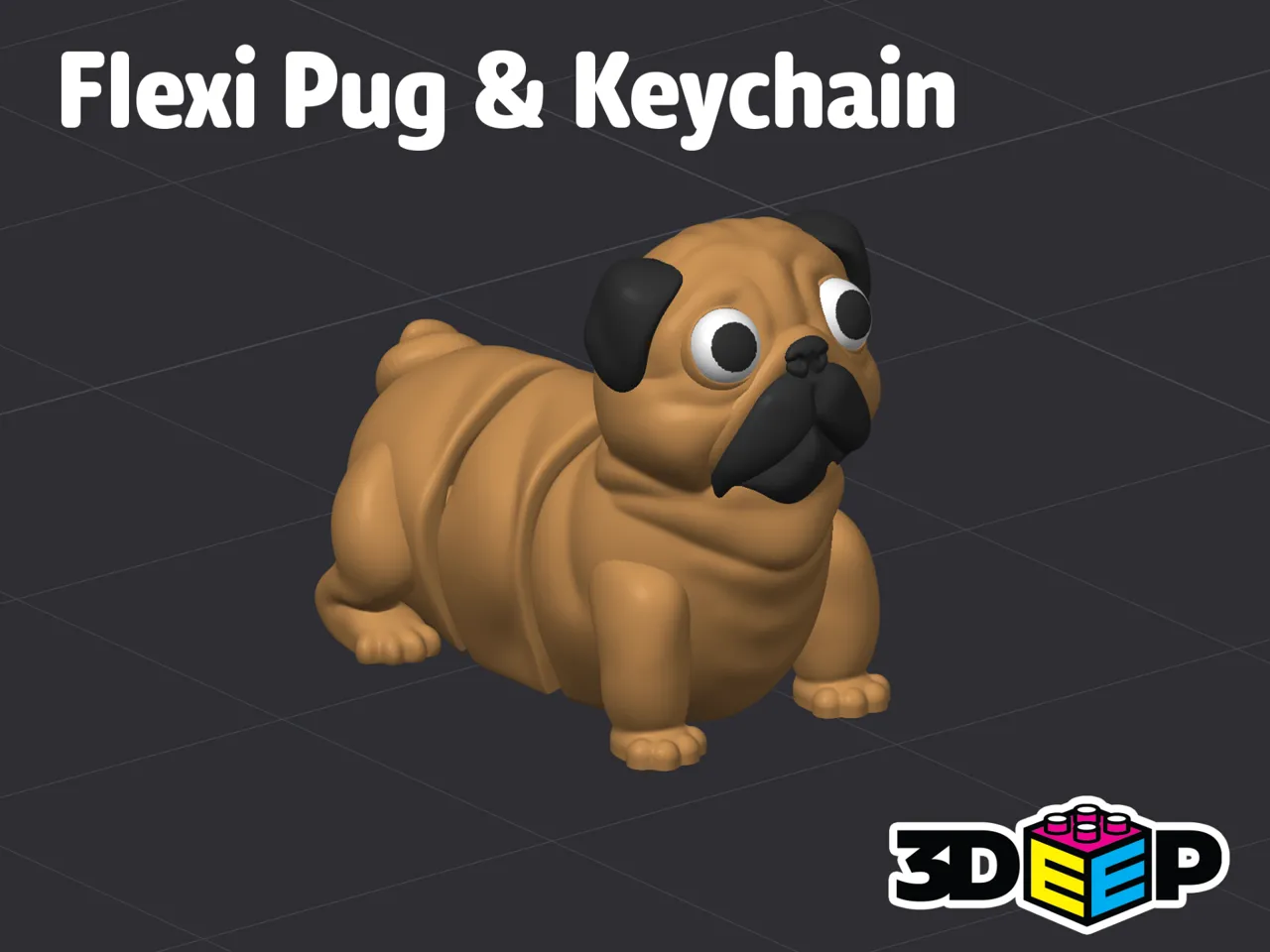 Flexi Pug & Keychain - Print in place No supports view 2