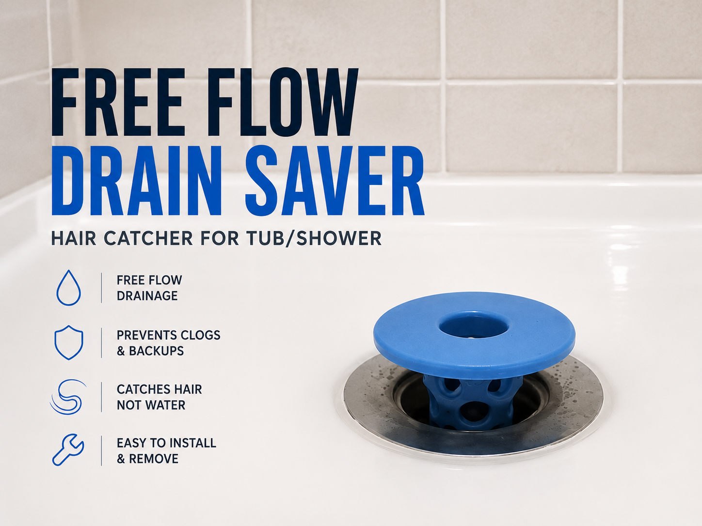 Free Flow Drain Saver Hair Catcher for tub/shower