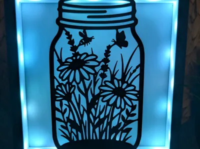 Wildflower Mason Jar - Modular Light Box Insert