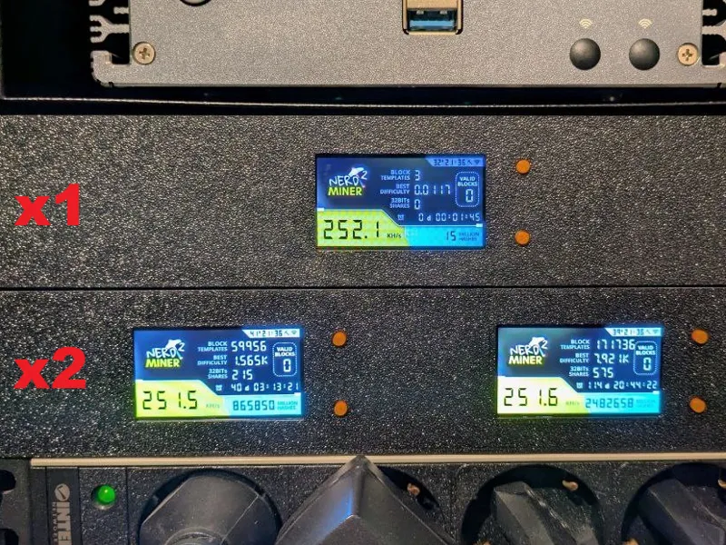 Nerdminer x1 + x2 10 inch Rack 1U Panel