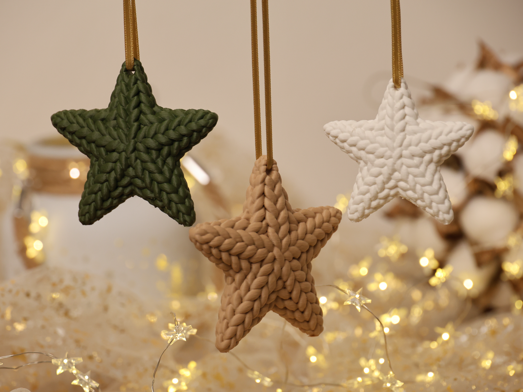 Knitted Hanging Christmas Star – 3 Sizes - 1