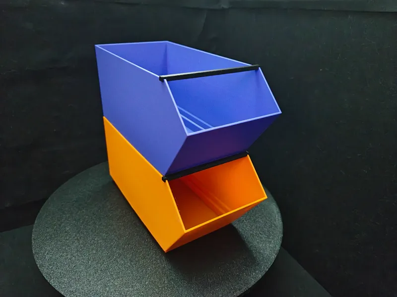 Stackable Workshop Storage Bin With Retaining Bar