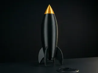 Retro Rocket – Black & Gold Desk Decoration