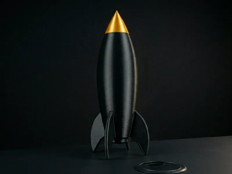 Retro Rocket – Black & Gold Desk Decoration