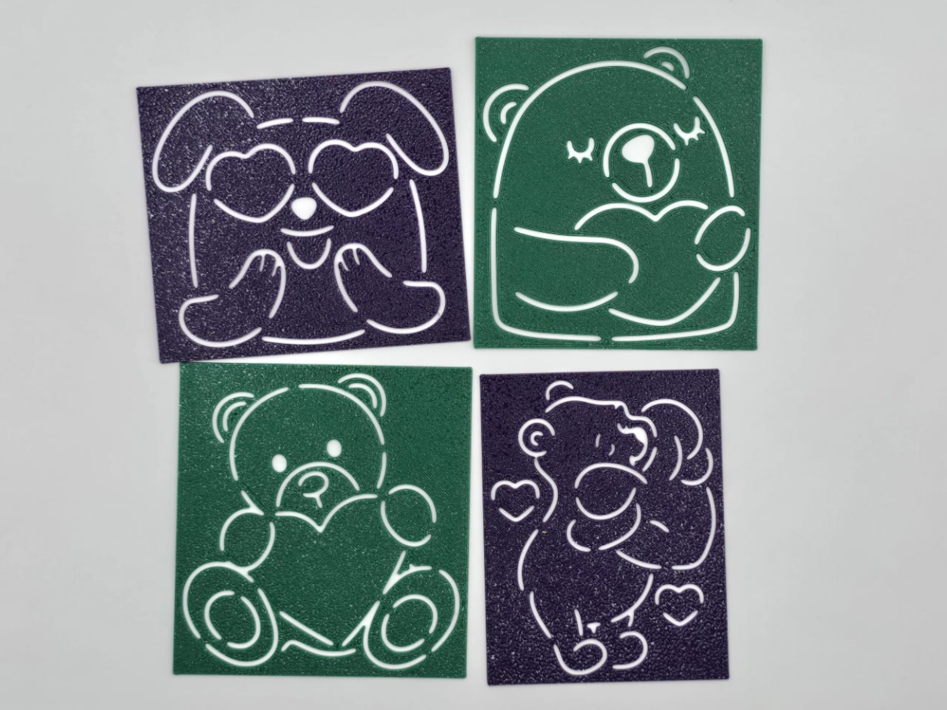 Cute Teddy Bear Animal Love Stencil Set